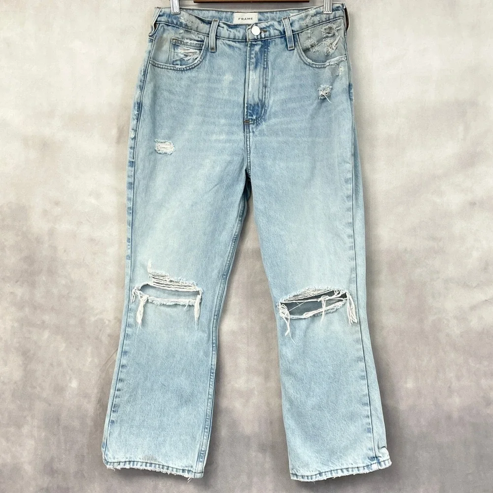 FRAME Le High N Tight Crop Mini Boot Jeans Womens 28 Distressed Grunge Indie